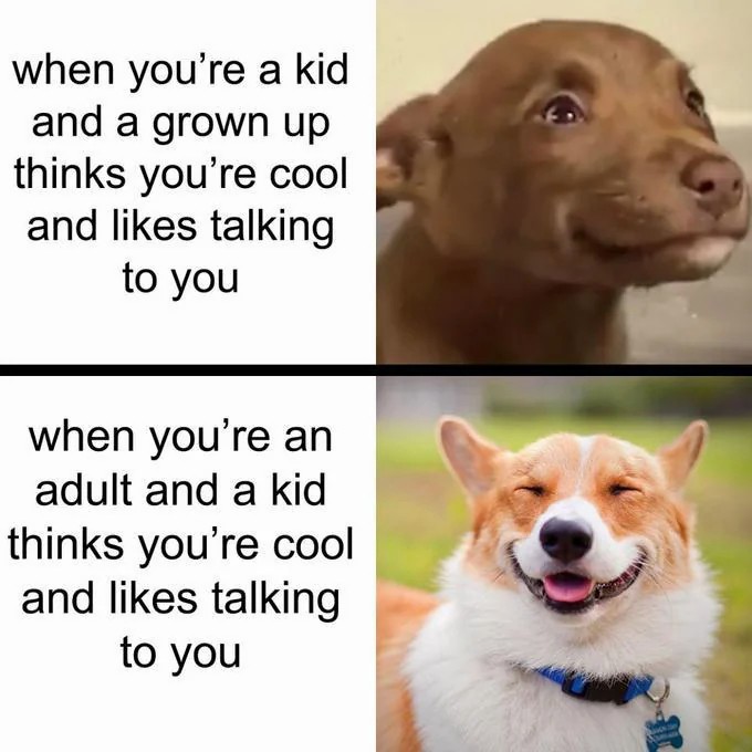 Meme Comparing Reactions When Kids And Adults Think You're Cool