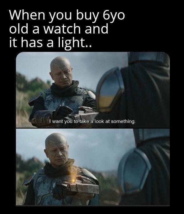 When you buy a 6-year-old a watch and it has a light meme