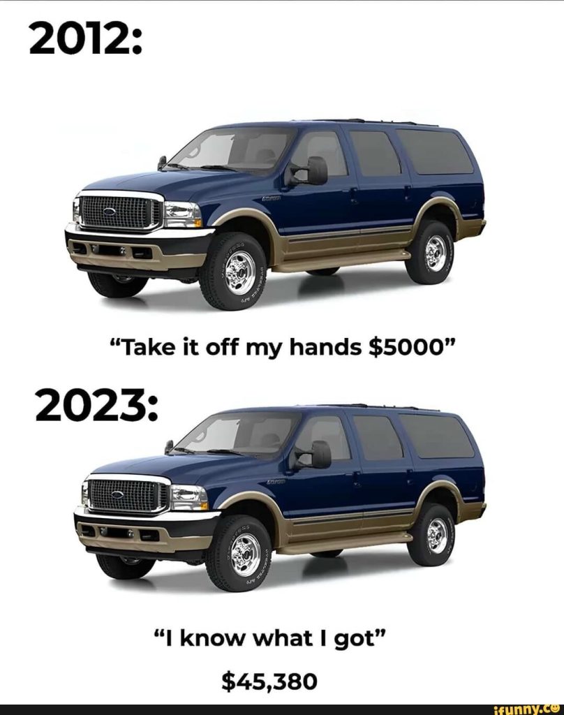 2012 - 2023 Ford SUV meme price comparison