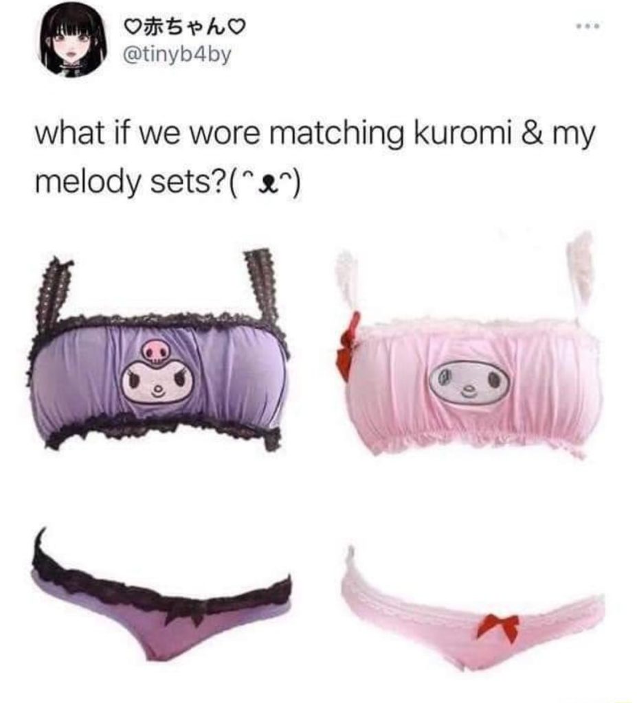 What if we wore matching kuromi and my melody sets meme