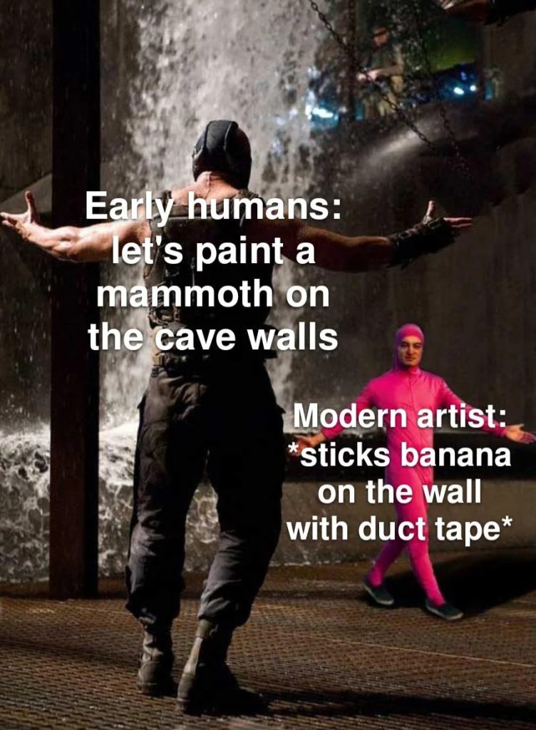 Early humans vs modern artist meme