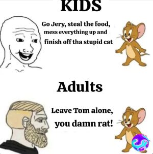 Kids vs adults reactions to Tom and Jerry meme comparison