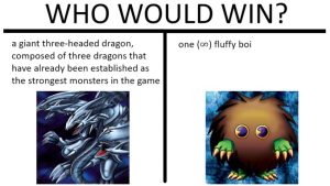 Who would win a giant three-headed dragon or one fluffy boi