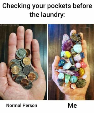 Checking your pockets before the laundry