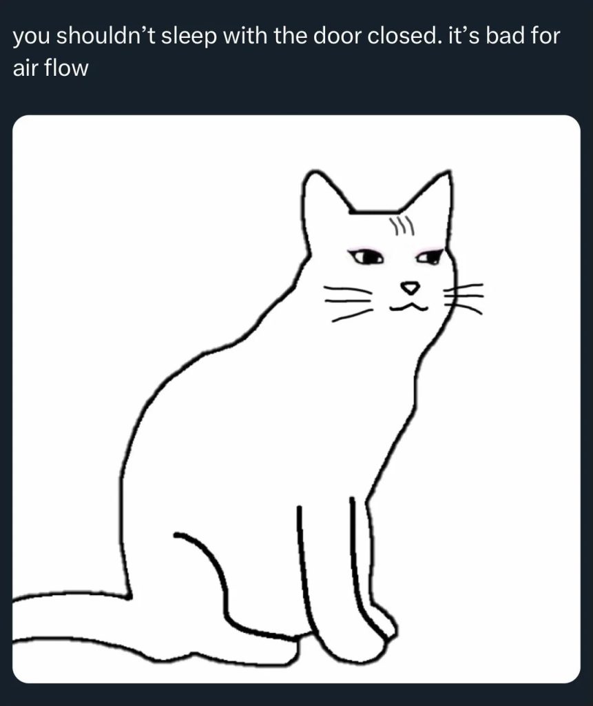 You shouldn't sleep with the door closed it's bad for air flow