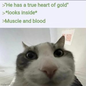 looks inside meme "He has a true heart of gold."
