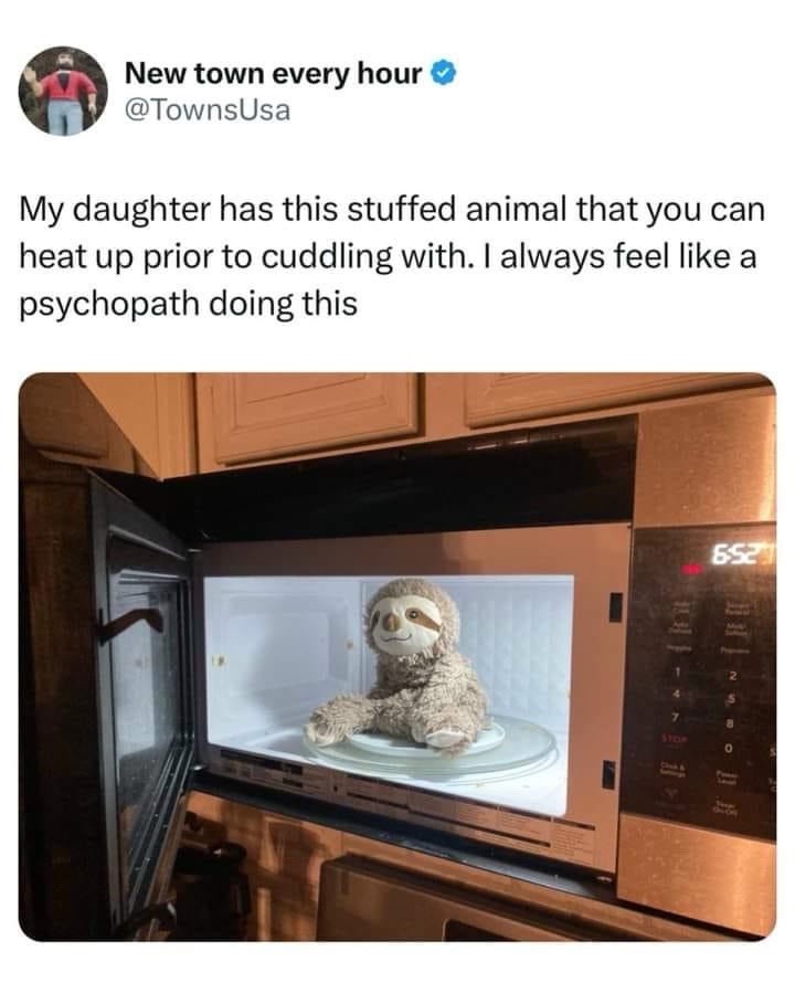 Heating up my daughter's stuffed animal in the microwave makes me feel like a psychopath