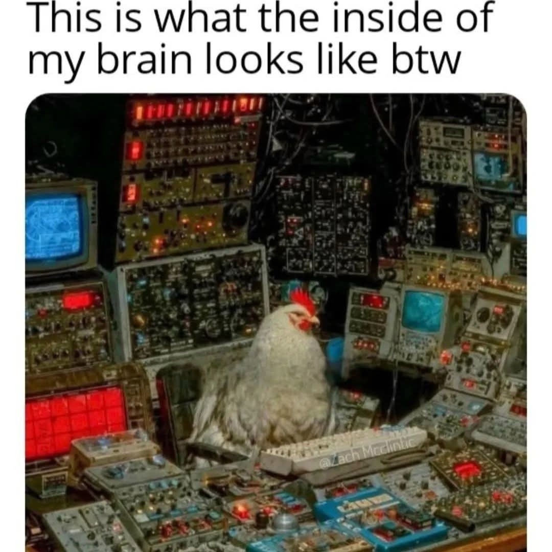 Inside of my brain meme chicken control panel