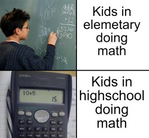 Kids doing math elementary vs highschool