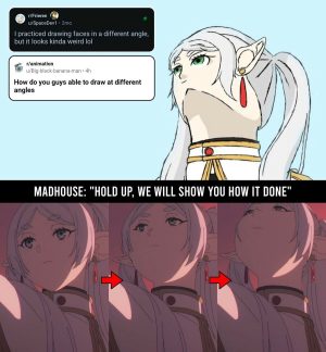 MADHOUSE Demonstrates How to Draw Frieren's Face from Different Angles