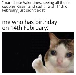 Man hates valentine's day me who has birthday on 14th february