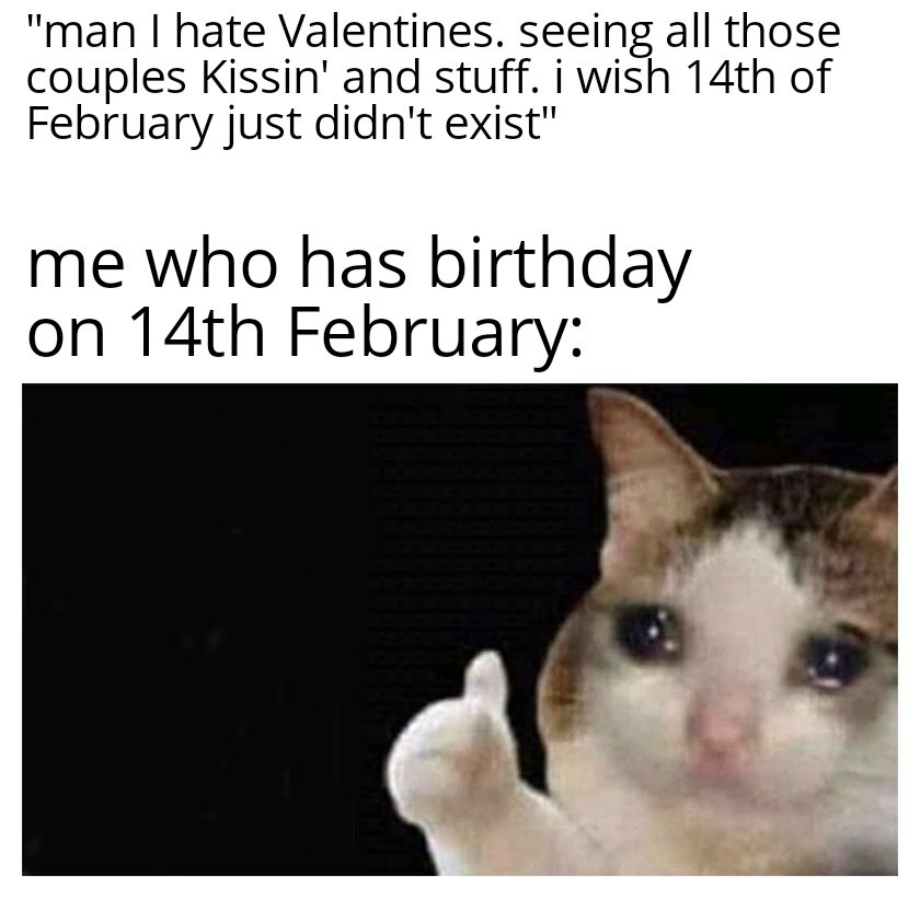 Man hates valentine's day me who has birthday on 14th february
