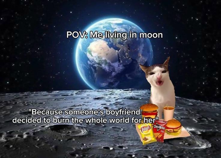 Me living in moon because someone's boyfriend decided to burn the whole world for her.