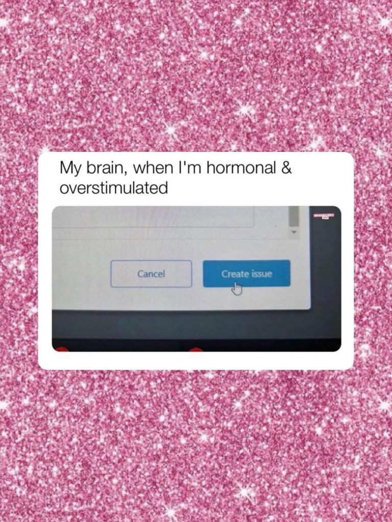 My brain when hormonal and overstimulated meme