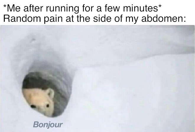 Random abdominal pain after running meme explained