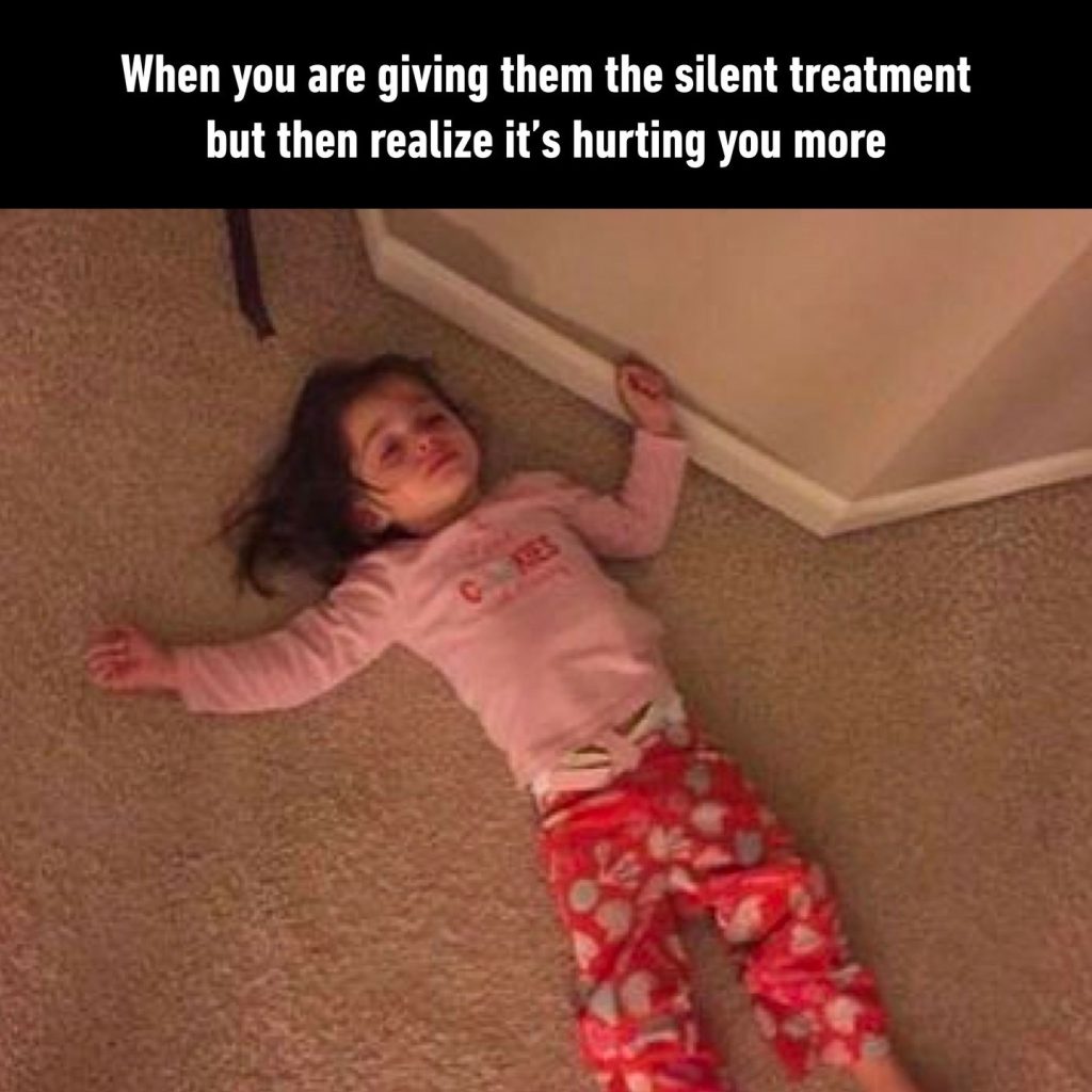 Silent treatment meme shows self-harm realization
