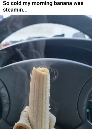 So cold my morning banana was steamin